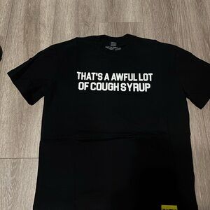 Black Graphic Short-Sleeve Tee with Bold White Text